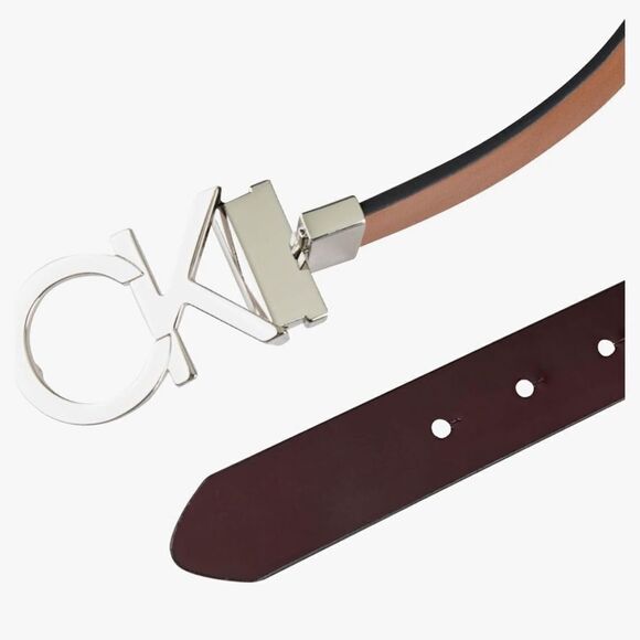 Calvin Klein Women's Two-in-One Reversible CK Monogram Plaque Buckle Dress Belt - Picture 4 of 9